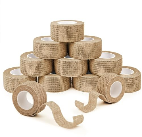 ANAMPION Selbstklebender Verband, 2.5cmx4m Elastische Binde Bandage | Non-Woven Selbsthaftende Bandage für Mensch&Tier, Fixierbinde Haftbandage Selbstklebend für Sprunggelenke Schwellung,Sport