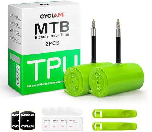 CYCLAMI TPU Schlauch MTB,1or 2 Pack 63g Ultraleichter Fahrradschlauch 29 Zoll Mountainbike für 29''/27.5''/26''×1.9-2.5 mit Presta Ventil 45mm