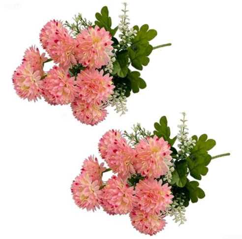 Fiori di crisantemo in seta artificiale per decorazione di tombe e composizioni commemorative, con colori vivaci e struttura in materiale robusto (rosa)