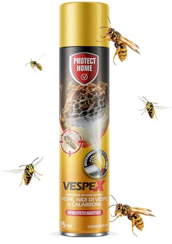 Protect Home Vespex. Insetticida per vespe, nidi di vespe, calabroni 750 ml | Effetto aerosol, azione immediata e residuale, valvola a lunga gittata di oltre 4 m per massima sicurezza
