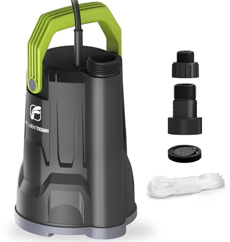 3/4HP 3000GPH Submersible Sump Water Pump, Simple Manual Control for Swimming Pool Garden Pond Basement Draining, with 16.4Ft Cord, Adapters, Check Valve and Rope