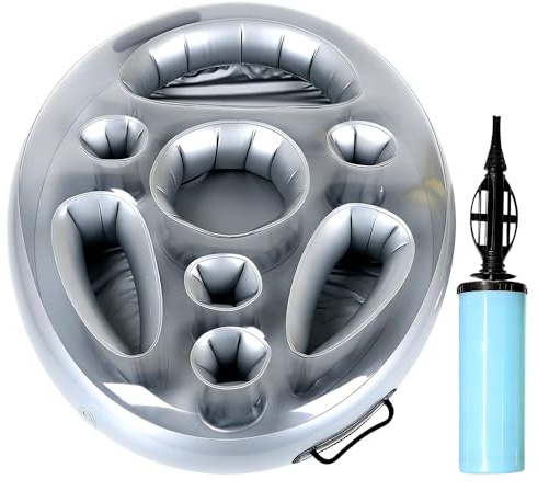 Inflatable Pool Drink Holder, Inflatable Floating Beverage Drink Cup Holder with 8 Holes, Large Floating Bar for Drinks, Snacks & Phones, for Pool Parties, Hot Tub, and Outdoor Summer Gatherings