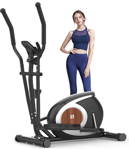 Crosstrainer für Zuhause, Ultraleiser Magnetischer Ellipsentrainer, Unterstützt Bluetooth mit 16 Einstellbaren Widerstandsstufen, 6KG Schwungrad, LCD-Monitor (Schwarz, Bluetooth Monitor)