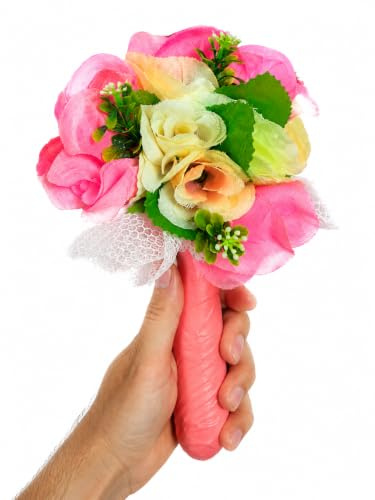 Gadget Addio al Nubilato Sposa Bouquet Scherzo con Fiori Decorativi Artificiali Accessorio Divertente per Festa Team Bride Idee Regalo Originali Giochi Foto Ricordo Sorprese per Future Spose Nubilato