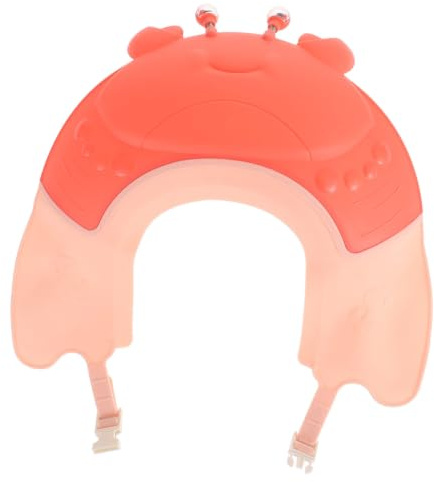 WRITWAA Adjustable Shampoo Hat with Crab-design, Red Bath Visor Made of Pp and Tpe, Multi-purpose Shower Cap that Keeps Faces Dry, for Shower and Sun Shading