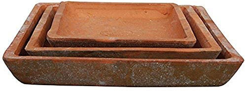 Esschert AT06 Aged Terracotta 3-er Untersetzer eckig