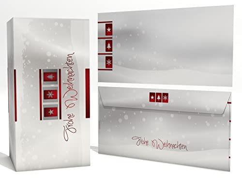 Weihnachtskarten Set | Weisse Weihnacht | 10 Klappkarten DIN LANG | 10 Briefumschläge | Kuverts im DIN LANG-Format | Karten Set