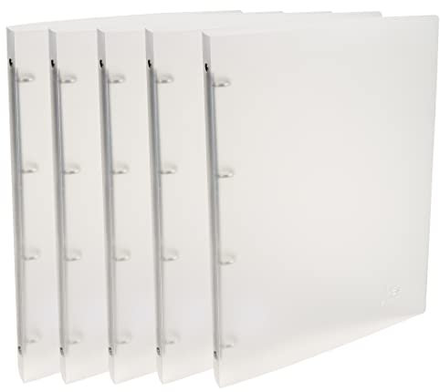 Exacompta 51160E Ringbuch (aus PP mit 4 Ringen, 15 mm Rücken, Chromaline, für Format DIN A4) 5er Pack, Transparent