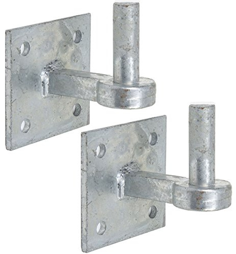 2X Heavy Duty Galvanised 19mm Hook Plates - Farm/Field Gate Square Hanger Pin Hinges
