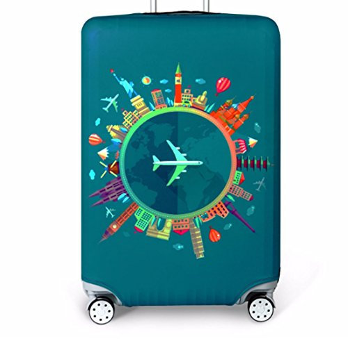 YianBestja Elastisch Reise Kofferschutzhülle Abdeckung Waschbar Kofferhülle Schutz Bezug Luggage Cover für 18-32 Zoll Koffer (Reise, L (25-28 Zoll))