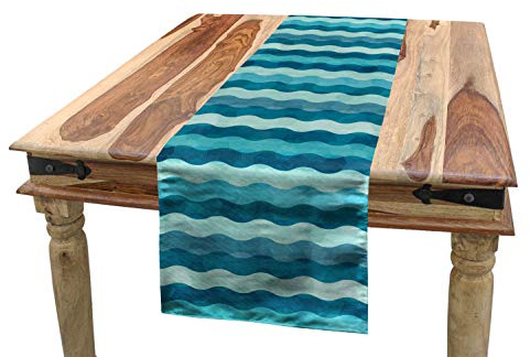 ABAKUHAUS Abstrakt Tischläufer, Ozean-Wellen im Wasser, Esszimmer Küche Rechteckiger Dekorativer Tischläufer, 40 x 225 cm, Teal Türkis