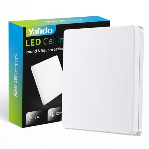 Yafido 48W 4230LM Deckenlampe Schlafzimmer und Küche LED Deckenleuchte Flach Wohnzimmer, Wohnzimmerlampe Warmweiß Modern Lampen Flur Decke Badezimmer Feuchtraum 30CM Ceiling Light Living Room Leuchte