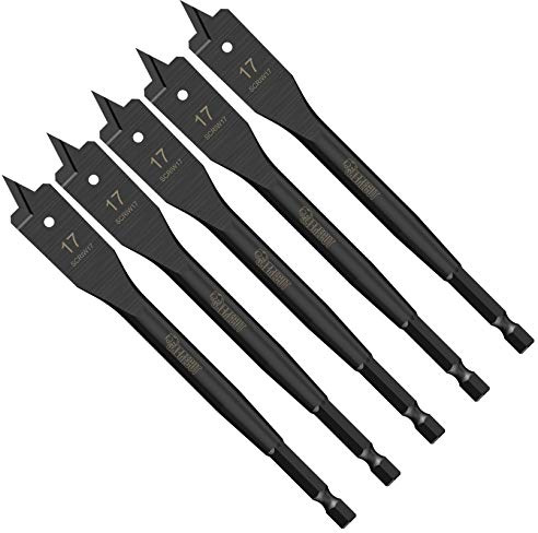 SabreCut 5pcs SCRIW17_5 17mm x 152mm Hardwood Softwood Flat Wood Spade Bits | Impact-rated construction delivers fast, clean drilling in softwood, hardwood, chipboard and MDF