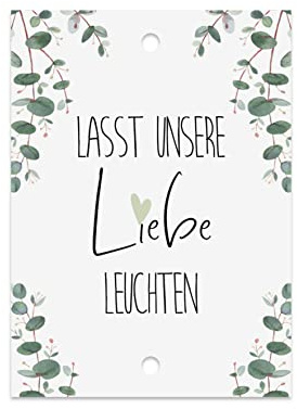 50 Knicklichtschilder Hochzeit Schilder für Knicklichter Lass unsere Liebe leuchten (Eucalyptus)