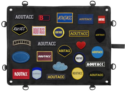 AOUTACC 60 x 45 cm Panel de soporte de escudo militar táctico Panel de parche moral con ganchos y hebillas, panel de visualización táctico (60 x 45 cm), color negro