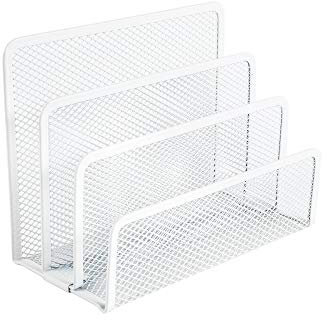 VANRA Briefablage Metall, Briefständer mit 3 Fächern, Schreibtisch Organizer Zeitungsständer für Schule Bürozubehör, Weiß