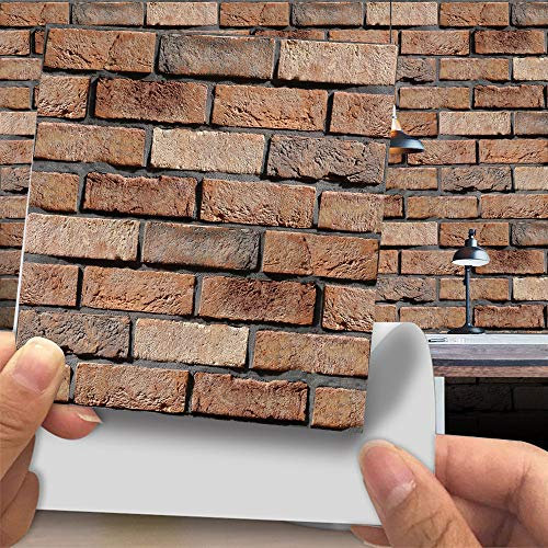 Adhésive Décorative à Carreaux pour Salle de Bains et Cuisine Stickers Carrelage, Hiser 20 Pièces Imitation cuir style brique 3D imitation pierre Imperméables Auto-adhésifs Décoration (LA006, 15cm)