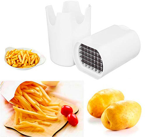 Taglia Patate Fritte, Patatine Fritte perfette in Un Solo Passaggio, Bastoncini di Verdure, Utensili per affettare Facili da Pulire Lavabili in lavastoviglie con Coperchio 44 Griglie