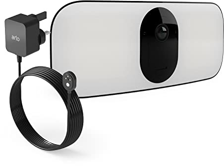 Arlo Pro 3 Outdoor Floodlight Camera and Outdoor Power Cable Bundle, Black