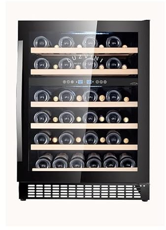 LuzVini LV45 - Cave à vin encastrable avec deux zones de température. 45 bouteilles, 116 kWh, refroidissement à compresseur et 6 clayettes coulissantes en hêtre