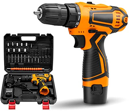 Taladro inalámbrico - Taladro inalámbrico de 12 V - 1350r / min, 25 Nm, con batería y cargador, Juego de taladros de impacto hogar, Kit combinado de taladro eléctrico