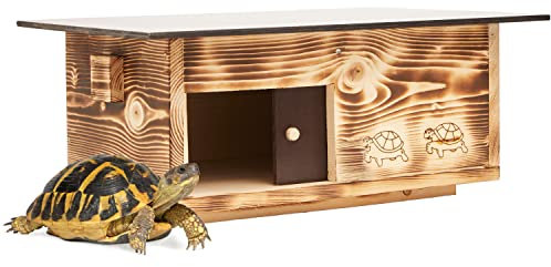 Woid Herz Premium Schildkrötenhaus aus 20mm Vollholz (SH4) - Wetterfest mit Boden und Schiebetür inc. verstellbare Belüftung - Schildkrötenhaus Schildkrötengehege Schildkröte Freilauf Gehege Stall