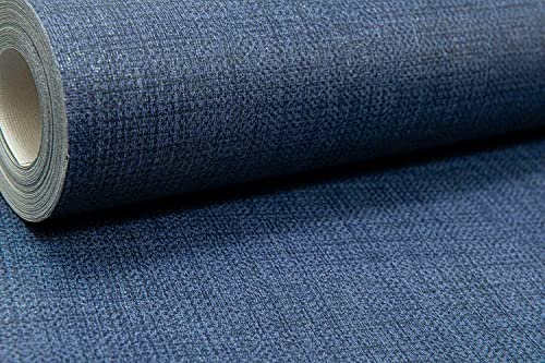 SOPHIE LAURENCE Plain Subtle Shine Shimmer Woven Linen Effect Dark Blue Wallpaper for Living Room (Sample - Dark Blue)