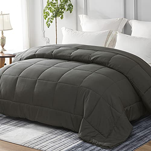 Whale Flotilla Reversible Duvet King Size for All Seasons, 7.5 Tog Down Alternative Box Sitiched Comforter, Lightweight and Machine Washable Bedding Set, 220x240 cm, Grey