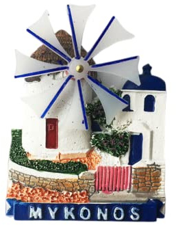 Windmühle Mykonos Griechenland Kühlschrankmagnet Reise Souvenir Kühlschrank Dekoration 3D Magnet Aufkleber Handbemalt Handwerk Kollektion