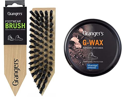 Grangers Footwear Brush | Wooden, Stiff Bristle Brush for Cleaning Walking Boots & G-Wax | 80g | Traditional Wax Nourishes and Waterproofs Leather Walking Boots and Outdoor Footwear