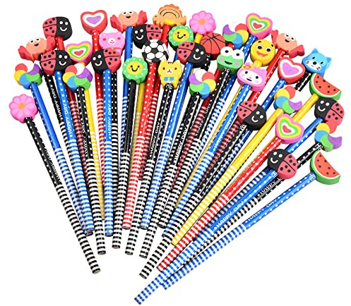 Xzeemo 40 x Schule HB Stifte Set, Bleistifte Mit Radiergummi von Tiere, für Kinder Cartoon für Kinderparty Schule Belohnungen Mitgebsel Geschenke