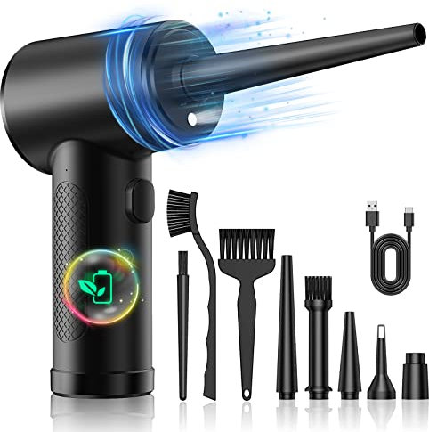 VANBAR Druckluftspray Staubgebläse 3-Gang 110000 U/min Elektrische Staubgebläse Tastatur Reinigung Luftspray mit 7600mAh Akku, Reinigungsbürste und USB Schnellladung für Laptop, Sofa, Auto, Bürogeräte