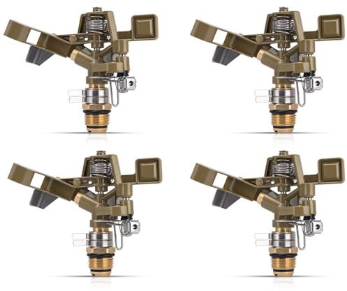 1/2 Zoll Messing Impact Sprinkler Kopf Bewässerung Sprinkler Einstellbar 0-360 Grad Muster für große Fläche Rasen Terrasse Garten Bewässerung Gras Bewässerung (4)