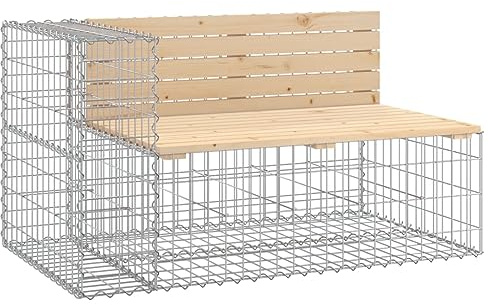 vidaXL Banc de Jardin Design Gabion 122x71x65,5 cm Bois Massif de pin