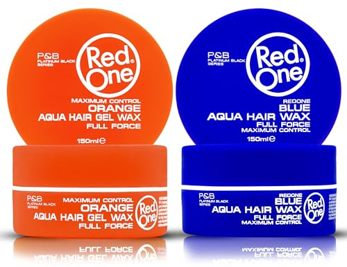 Redone Haarstyling-Wachs Blau & Orange 150ml | Kaugummi & Melonenduft | Starker Halt | Maximale Kontrolle | Ultra-Halt | Frauen- & Männer-Haarwachs 2 STÜCK
