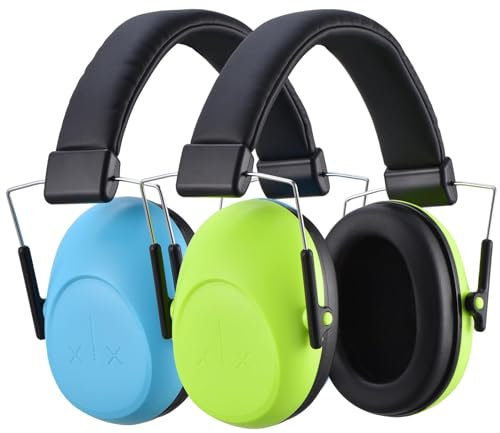 2 Pack Gehörschutz Kinder,Kapselgehörschutz für Kinder Ohrenschützer Kind mit SNR 28dB Hörschutz Faltbar Kapselgehörschutz kids mit Tragbare Tasche,Lärmschutz Kopfhörer Kinder von 3 bis12 Jahren