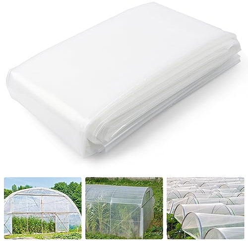 hannger Lámina de plástico para invernadero, 8 x 25 pies, 6 mil, cubierta de plástico resistente a los rayos UV, película transparente para invernadero para granja, jardín, guardería, casa de campo