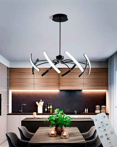 Moderner LED-Kronleuchter Dimmbare LED-Deckenleuchte Wohnzimmerleuchte mit Fernbedienung, Kronleuchter gold/Kronleuchter schwarz für Esszimmer, Schlafzimmer, helles Wohnzimmer (schwarz, 4+4 Köpfe)