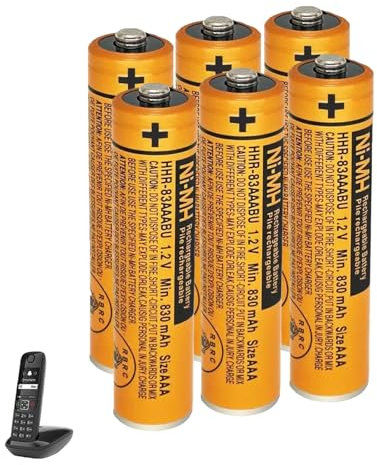 JAPUSOON NI-MH - Batteria AAA 1,2 V 830 mAh per Panasonic– DECT Phone Micro AAA batterie ricaricabili per BT Gigaset telefono cordless - 6 pezzi