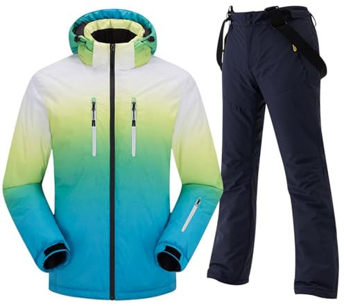 Männer Lockere Komfort Hosenanzüge Skijacken Hosen Set Winddicht Schneeanzug Warmer Winter Snowboard Schneemantel Herren Kostüme Europäischer Amerikanischer Stil Sportlich 2-Teilig (Grau, XXL)