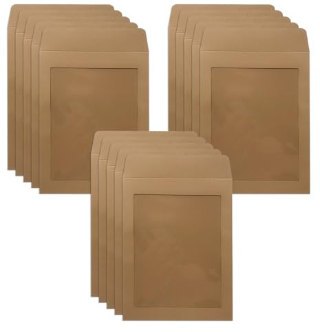 WYAN 15 Stück A5 Braun Briefumschläge mit Fenster, Kraftpapier Umschläge, Geschäftsumschläge, Fensterumschläge, für Briefe, Geschäftspost(16.5 * 21.5cm,Karte und Kleber nicht enthalten)