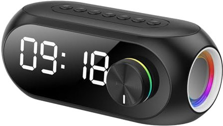 Trådlös högtalare med klocka - USB-uppladdningsbar digital klocka, dubbelt larm med snooze, LED-display för hall, klocka med trådlös högtalare, väckarklocka med sommei-timer