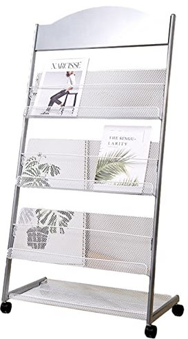 MEBSJY Zeitungsständer, tragbarer Zeitungsständer für das Wohnzimmer, Bodenständer für Literatur mit 4 Taschen, Aufbewahrungshalter für Broschüren