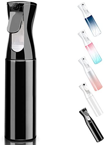 Pulverizador Peluquería 300ml, Vaporizador Reutilizable, Nebulizador Agua Fina Niebla Continua para Cabello, Peinado, Planta, Mascota, Limpieza (Negro)