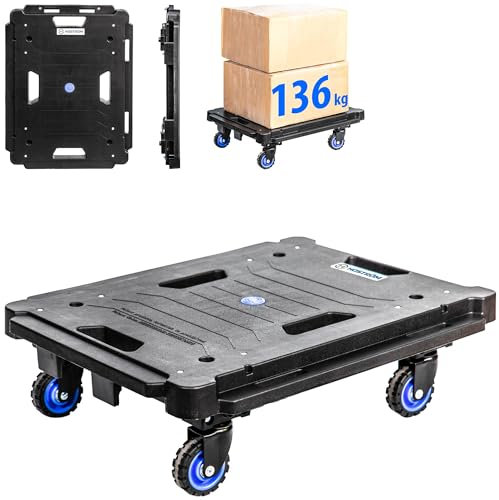 HOSTRÖM Plateau Roulant Pliant, Chariot à roulettes, Demenagement, Deplace Meuble, 4 Roues pivotantes 360°, Charge Max. 136kg, Garantie 5 Ans