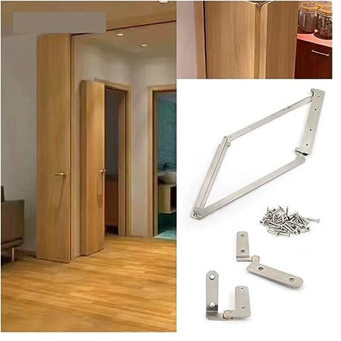 Sliding barn Door Hardware kit, Wardrobe 180 Degree Folding Flat Door Accessories, Household Door Cloakroom Door Partition Door Hardware Connector Accessories Smoothly and Quietly(18 mm Right Away)