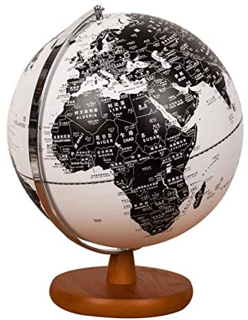 PZEOB Deko-Globus Beleuchteter Globus, Schwarze antike Globen mit Holzrahmen, Weltkugel, leicht lesbare geografische HD-Globen interessant