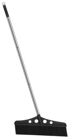 GARVALON Scopa Spinta da Esterno con Testa Larga e Manico Ergonomico per Giardino e Patio Spazzola in Acciaio Inossidabile per Pulizia di Garage Magazzino e Aree Esterne