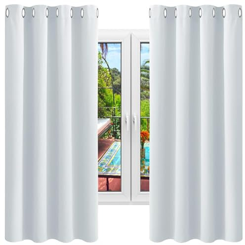 NINGBAI Gardinen mit Kräuselband Blickdicht Vorhänge 160 x 270 cm Isolierend Kälteschutz Sonnenschutz Thermo Vorhang Gegen Kälte für Jedes Fenster, Weiß