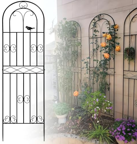 GUOGLZ Rankgitter Metall 90cm 115cm 160cm 180cm 200cm 220cm, Rostfrei Rankhilfe Garten， Spalier Rankzaun, Kletterpflanzen, Rosengitter(Black,50x270cm)